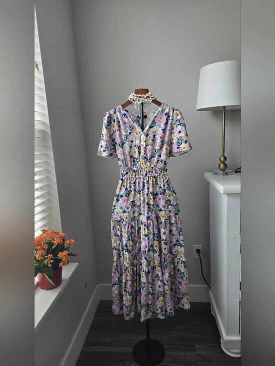 Zesica Dresses & Skirts - ZESICA Floral Maxi Dress in Purple & Blue Size Small NWT